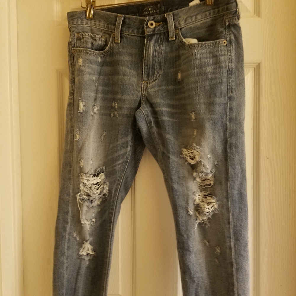 Lucky Brand cropped ripped jeans